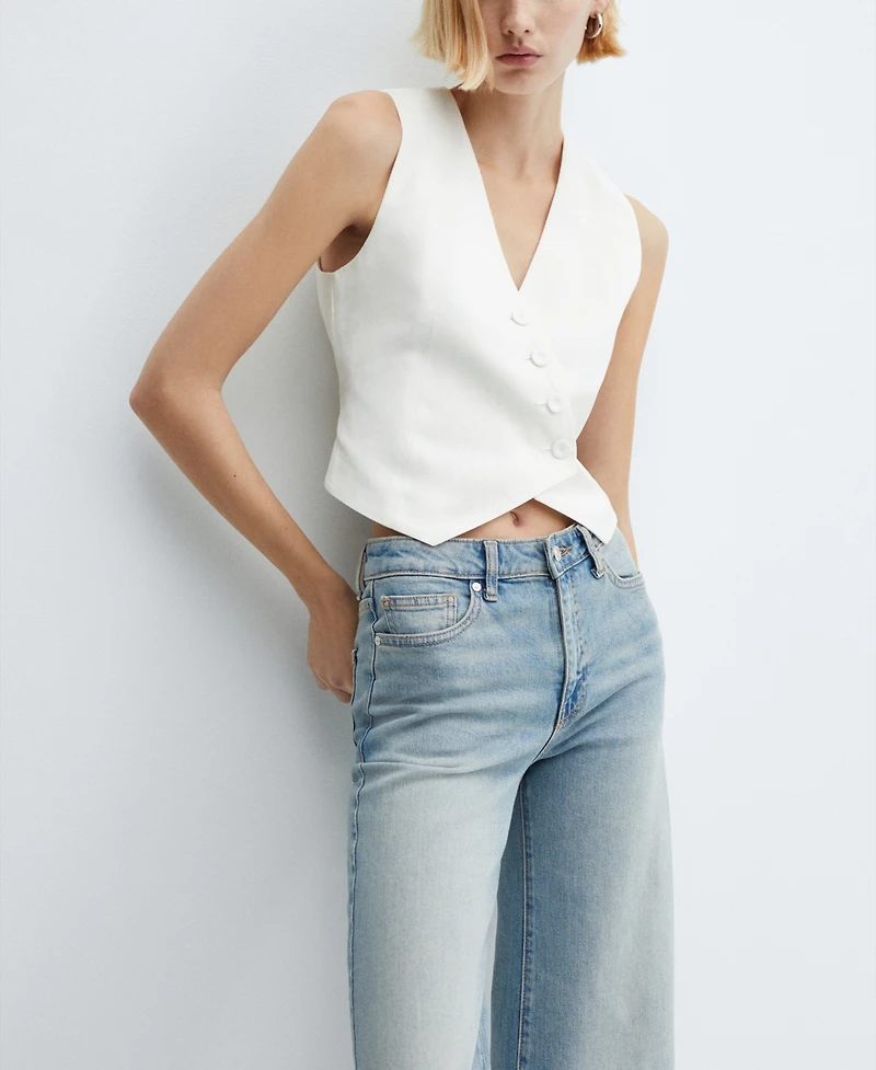 Mango Women's Wide leg Mid-Rise Jeans