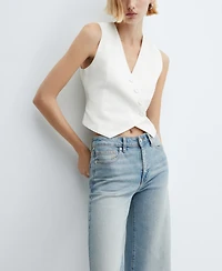 Mango Women's Wide leg Mid-Rise Jeans