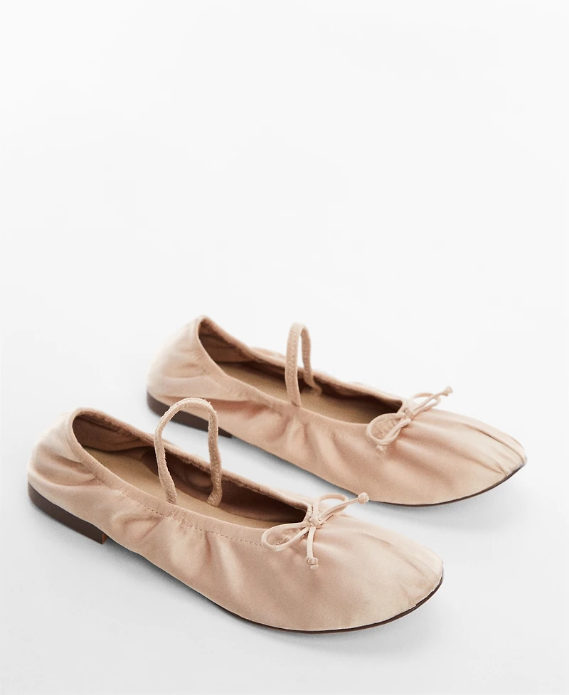 Mango Women's Elastic Satin Ballerinas