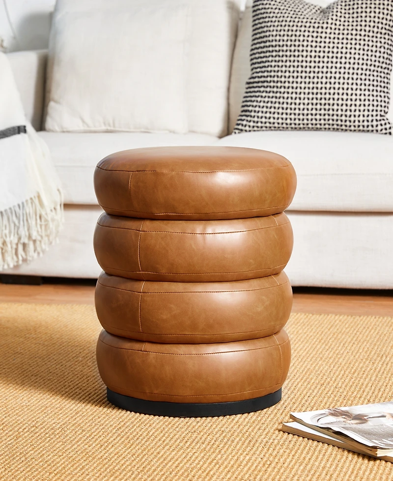 Glitzhome Modern Coffee Upholstered Storage Ottoman or Accent Stool