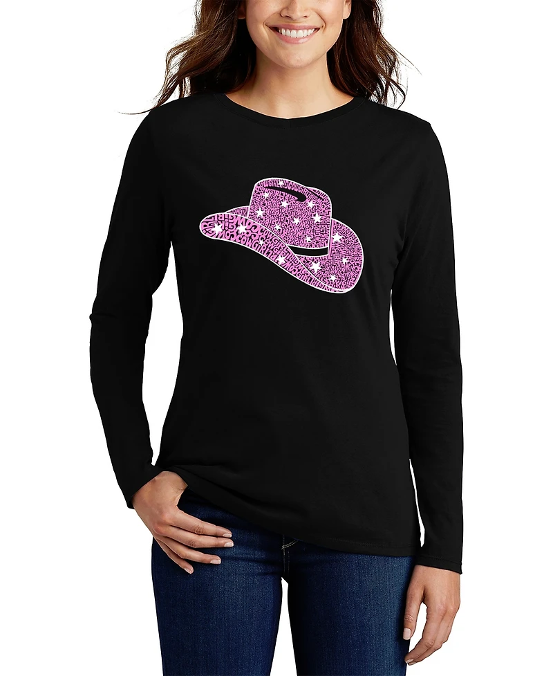 La Pop Art Women's Word Cowgirl Hat Long Sleeve T-Shirt