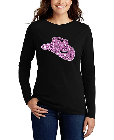 La Pop Art Women's Word Cowgirl Hat Long Sleeve T-Shirt