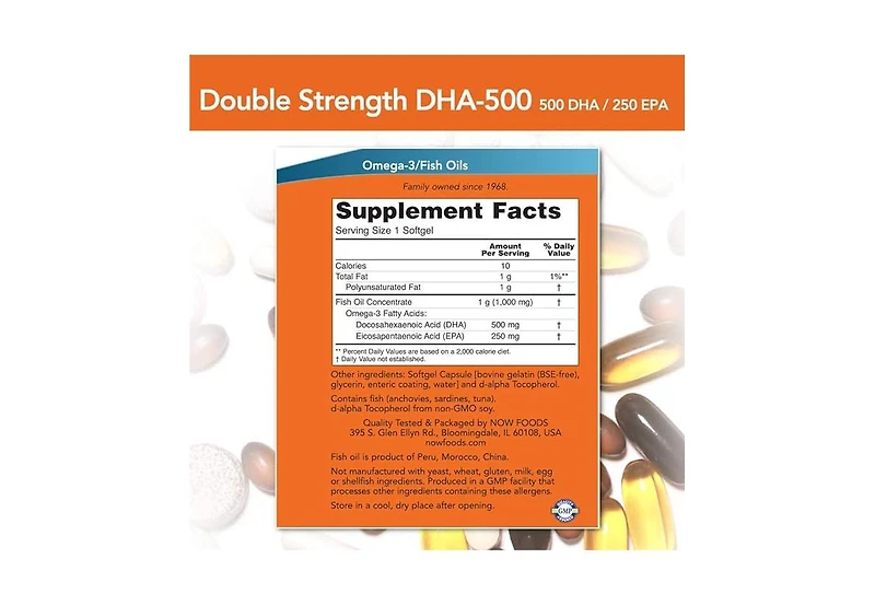 Now Foods Dha-500 Double Strength, 180 Softgels