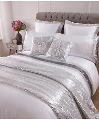 By Caprice Home Monroe Sequined Sateen Duvet Cover Set With Matching Pillow Cases Queen