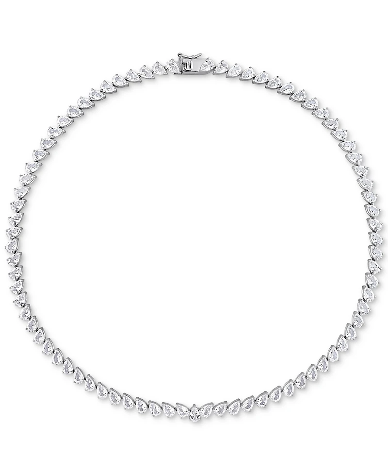 Lab-Grown White Sapphire Pear 18" Tennis Necklace (39-1/2 ct. t.w.) in Sterling Silver
