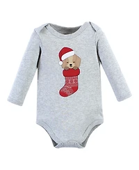 Hudson Baby Boys Unisex Essential Long-Sleeve Cotton Bodysuit Triple Set