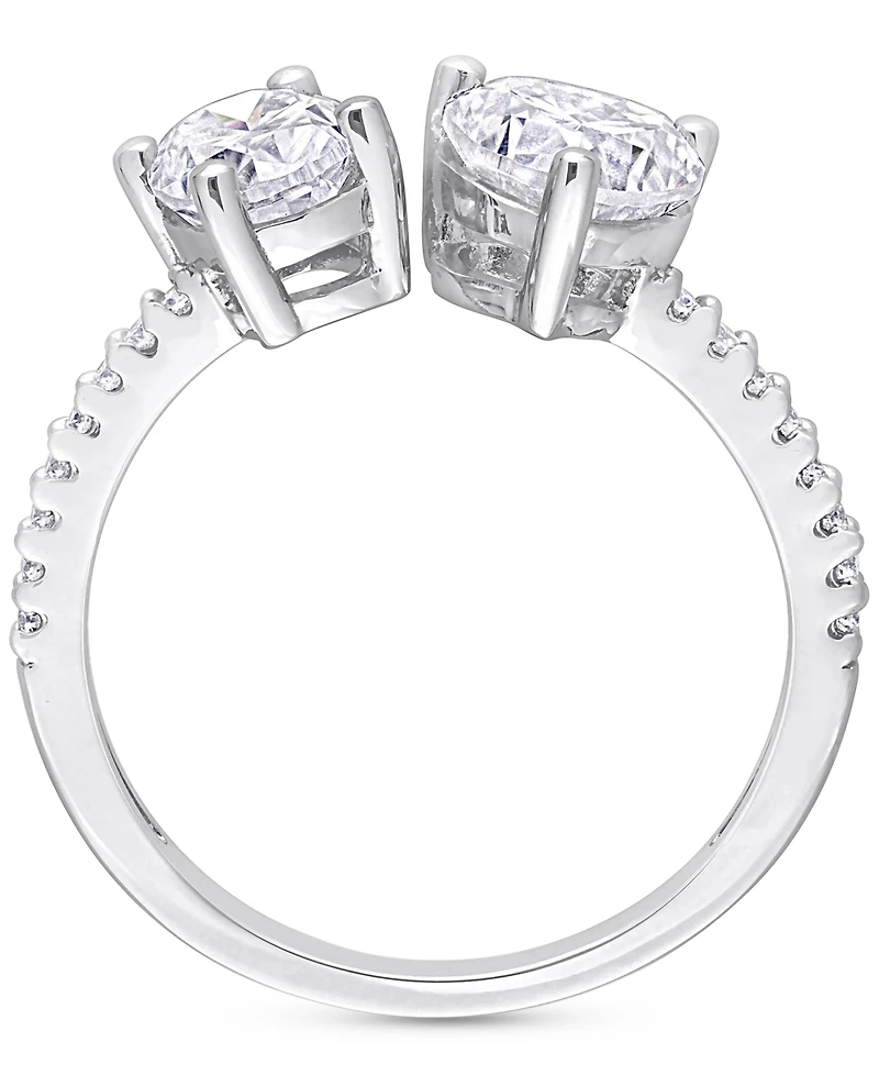 Moissanite Heart & Oval Cuff Ring (2-1/8 ct. t.w.) Sterling Silver