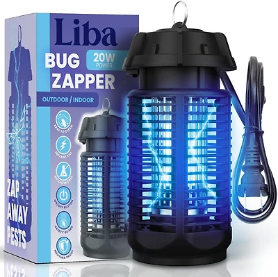 LiBa Electric Bug Zapper, Waterproof Outdoor & Indoor Insect Killer with Switch: 4000V Powerful Grid