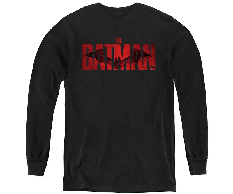 Batman Boys The Youth Crimson Drawn Bat Logo Long Sleeve Sweatshirt