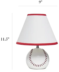 Simple Designs SportsLite 11.5" Tall Athletic Sports Baseball Base Ceramic Bedside Table Desk Lamp