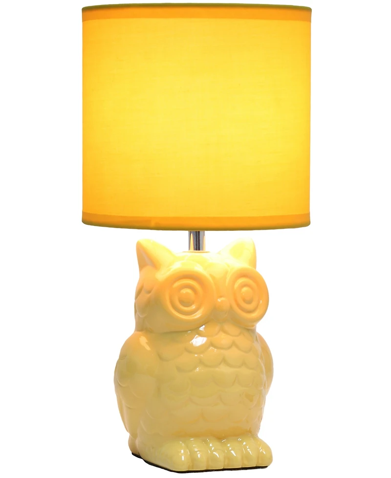 Simple Designs 12.8" Tall Contemporary Ceramic Owl Bedside Table Desk Lamp with Matching Fabric Shade