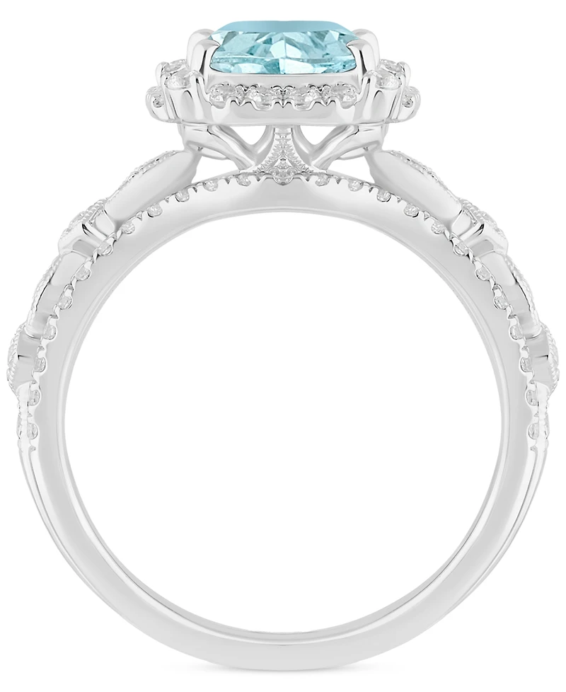Aquamarine (1-1/4 ct. t.w.) & Diamond (1/2 Bridal Set 14k White Gold