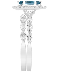 London Blue Topaz (5/8 ct. t.w.) & Diamond (7/8 Bridal Set 14k White Gold