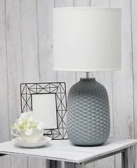 Simple Designs 20.4" Tall Traditional Ceramic Purled Texture Bedside Table Desk Lamp with White Fabric Drum Shade