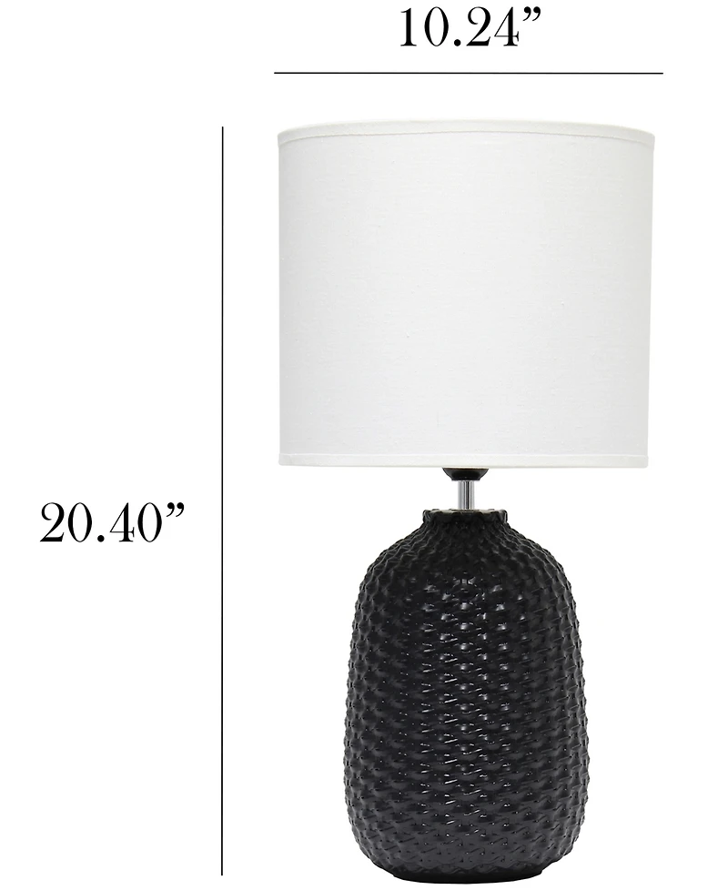 Simple Designs 20.4" Tall Traditional Ceramic Purled Texture Bedside Table Desk Lamp with White Fabric Drum Shade
