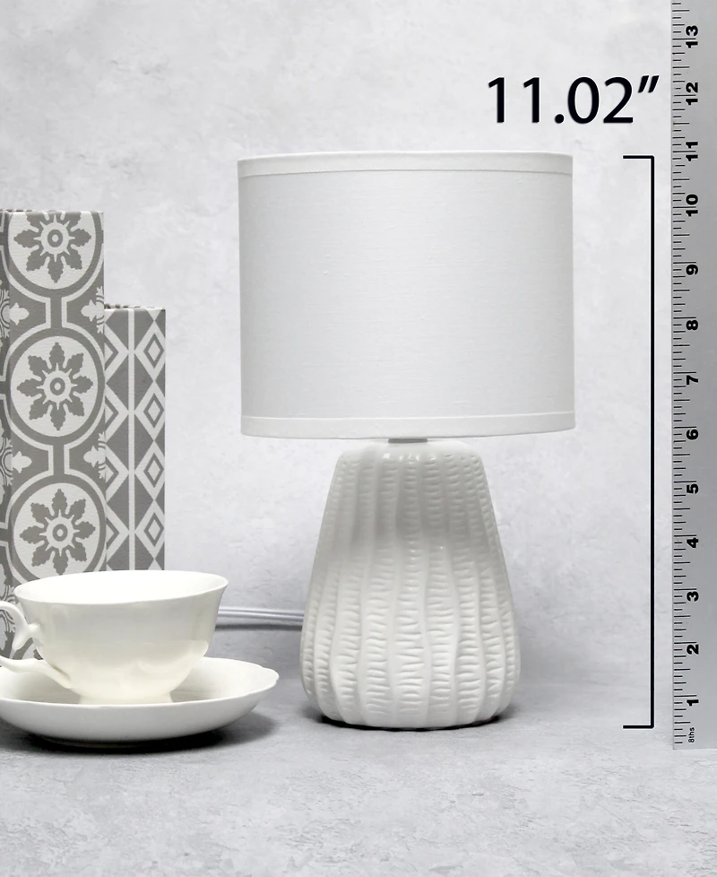 Simple Designs 11.02" Traditional Mini Modern Ceramic Texture Pastel Accent Bedside Table Desk Lamp with Matching Fabric Shade