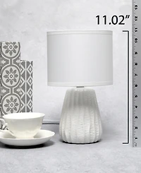 Simple Designs 11.02" Traditional Mini Modern Ceramic Texture Pastel Accent Bedside Table Desk Lamp with Matching Fabric Shade
