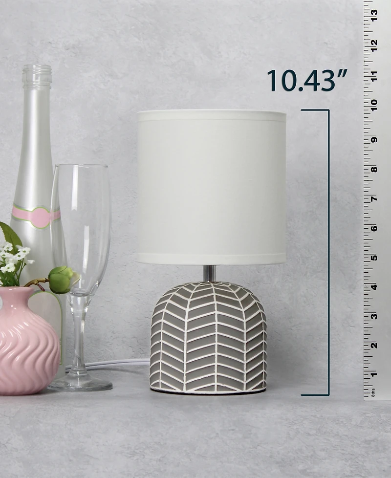 Simple Designs 10.43" Petite Contemporary Webbed Waves Base Bedside Table Desk Lamp with White Fabric Drum Shade