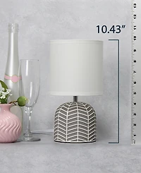 Simple Designs 10.43" Petite Contemporary Webbed Waves Base Bedside Table Desk Lamp with White Fabric Drum Shade