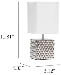 Simple Designs 11.81" Tall Contemporary Petite Hammered Metallic Gold Square Bedside Table Desk Lamp with Rectangular Black Fabric Shade