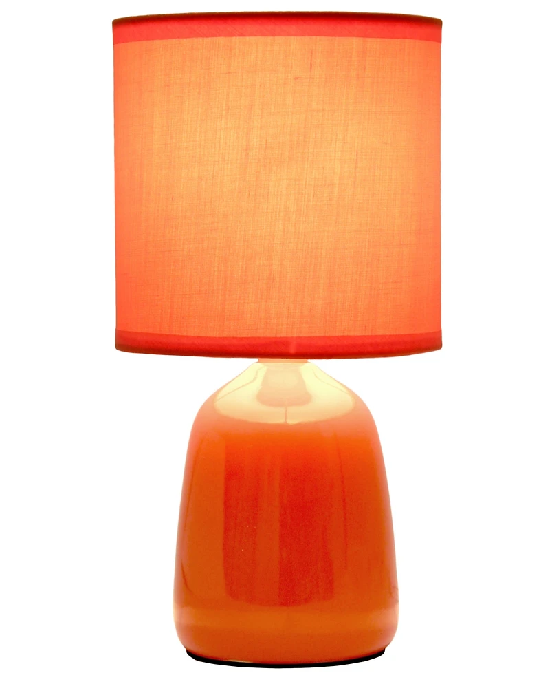Simple Designs 10.04" Tall Traditional Ceramic Thimble Base Bedside Table Desk Lamp with Matching Fabric Shade