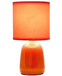 Simple Designs 10.04" Tall Traditional Ceramic Thimble Base Bedside Table Desk Lamp with Matching Fabric Shade