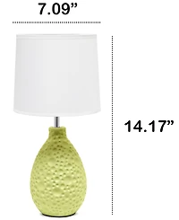 Creekwood Home Essentix 14.17" Traditional Ceramic Textured Thumbprint Tear Drop Shaped Table Desk Lamp
