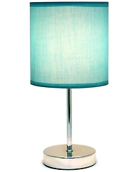 Creekwood Home Nauru 11.81" Traditional Petite Metal Stick Bedside Table Desk Lamp Chrome with Fabric Drum Shade
