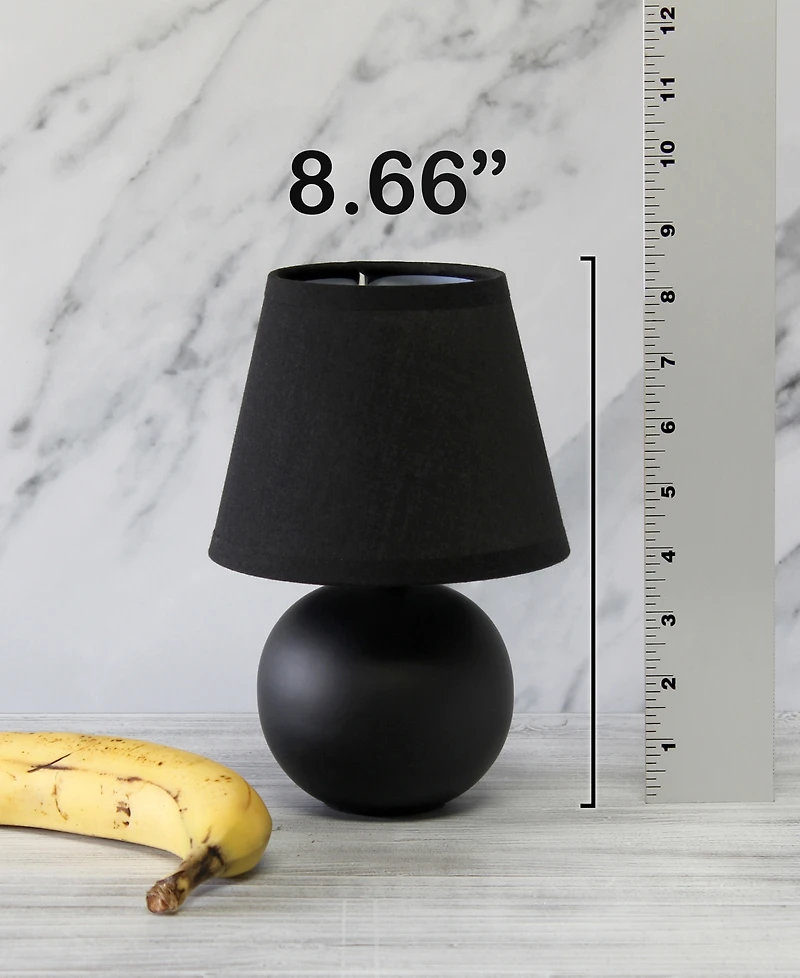 Creekwood Home Nauru 8.66" Traditional Petite Ceramic Orb Bedside Table Desk Lamp Two Pack Set, Tapered Drum Fabric Shade