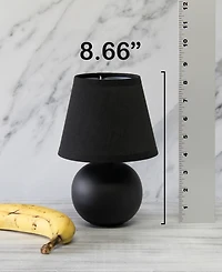 Creekwood Home Nauru 8.66" Traditional Petite Ceramic Orb Bedside Table Desk Lamp Two Pack Set, Tapered Drum Fabric Shade