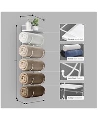 Sorbus Wall Mounted Towel Rack With Shelf - White