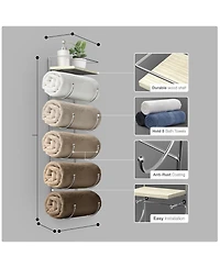 Sorbus Wall Mounted Towel Rack With Shelf - White