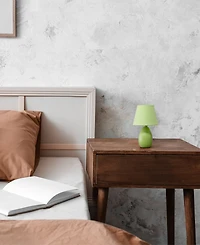 Creekwood Home Nauru 9.45" Traditional Petite Ceramic Oblong Bedside Table Desk Lamp with Tapered Drum Fabric Shade