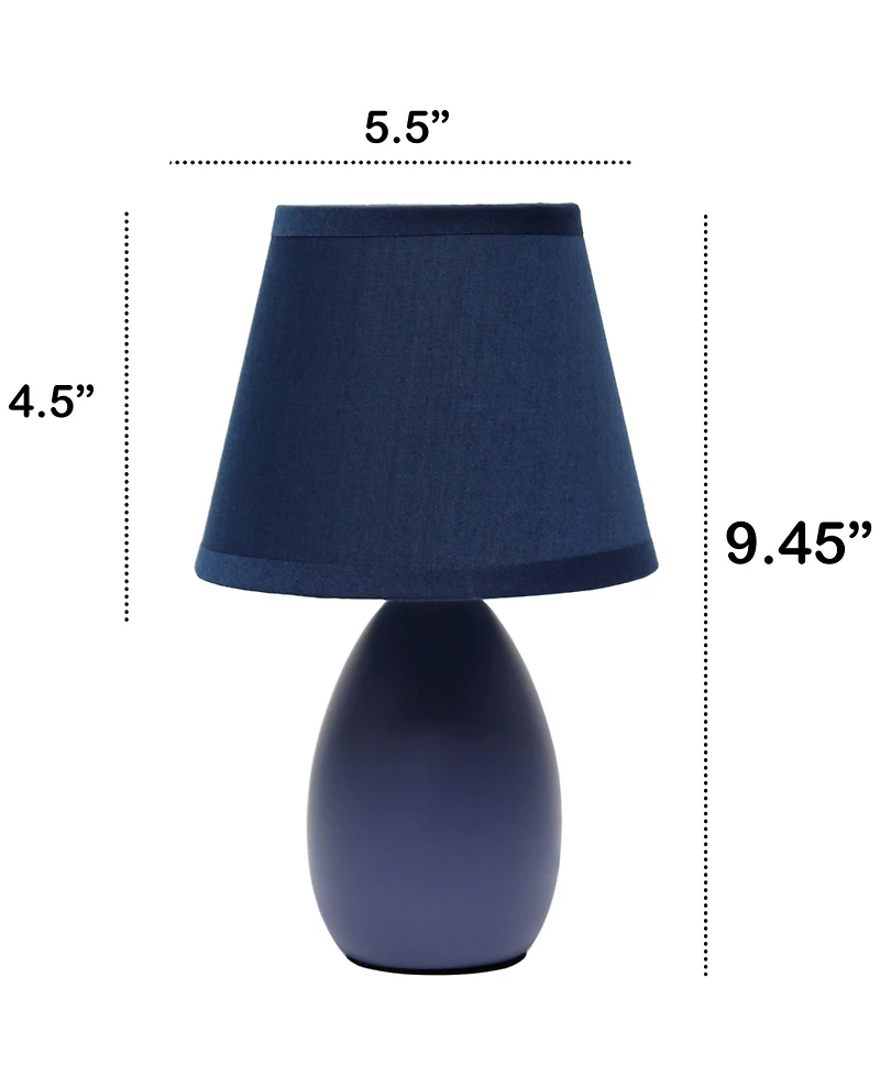 Creekwood Home Nauru 9.45" Traditional Petite Ceramic Oblong Bedside Table Desk Lamp with Tapered Drum Fabric Shade