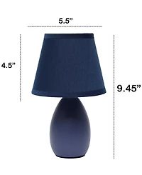 Creekwood Home Nauru 9.45" Traditional Petite Ceramic Oblong Bedside Table Desk Lamp with Tapered Drum Fabric Shade
