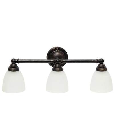 Lalia Home Essentix Traditional Three Light Metal and Translucent Glass Shade Vanity Uplight Downlight Wall Mounted Fixture