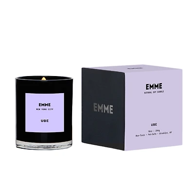 Emme nyc Natural Soy Ube Scented Candle Jar, 10 oz