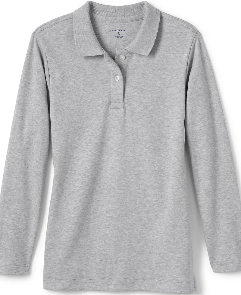 Lands' End Girls School Uniform Long Sleeve Feminine Fit Interlock Polo Shirt