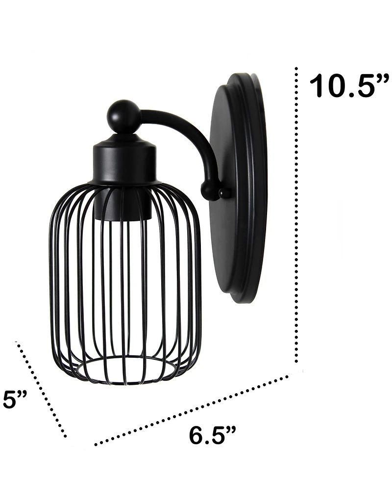 Lalia Home Ironhouse 10.5" One Light Industrial Decorative Cage Wall Sconce Uplight Downlight Wall Mounted Fixture
