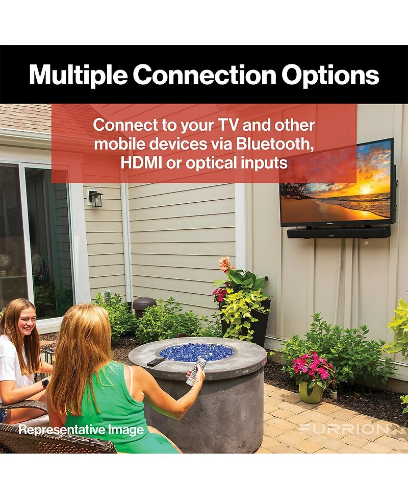 Furrion Aurora 70W 2.1 Outdoor Soundbar with Built-In Subwoofer, Bluetooth, Hdmi-arc, & Optical Inputs