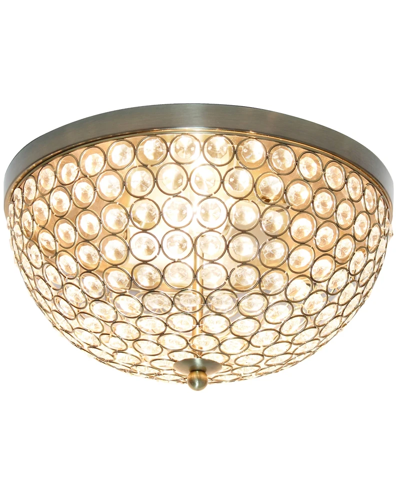 Lalia Home 13" Classix Crystal Glam Two Light Decorative Dome Shaped Metal Flush Mount Ceiling Fixture