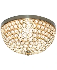 Lalia Home 13" Classix Crystal Glam Two Light Decorative Dome Shaped Metal Flush Mount Ceiling Fixture