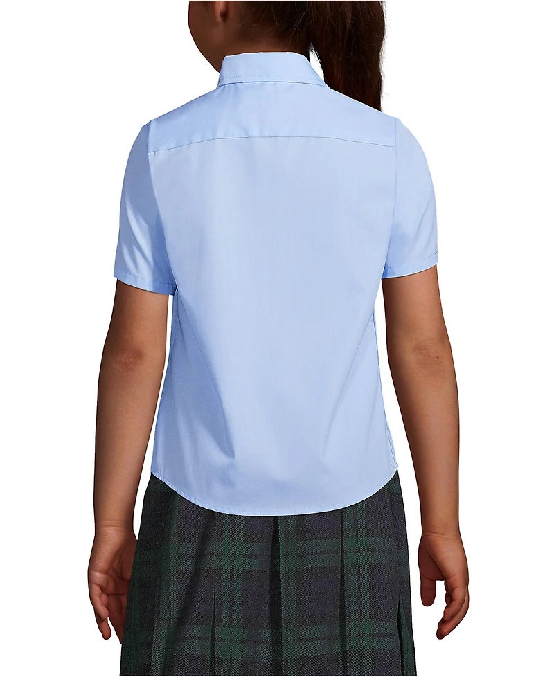 Lands' End Little Girls Short Sleeve Peter Pan Collar Broadcloth Shirt