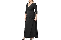 Kiyonna Plus Size Gala Glam V Neck Evening Gown