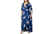 Kiyonna Plus Size Meadow Dream Maxi Wrap Dress