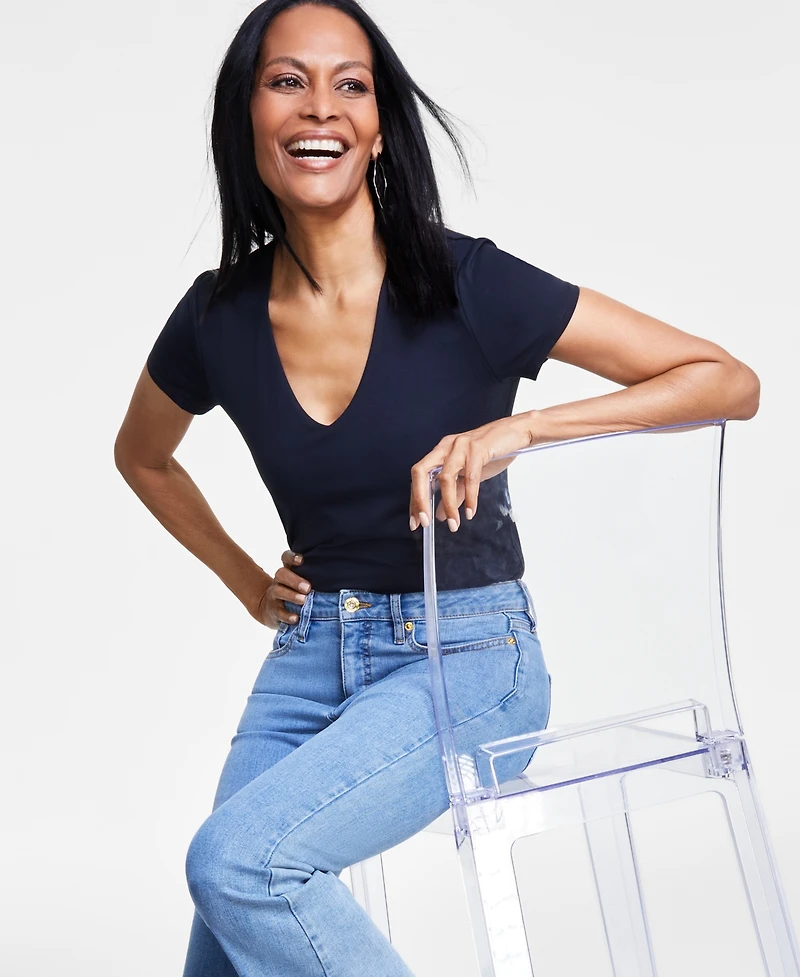 I.n.c. International Concepts Women's V-Neck Bodysuit, Created for Macy's