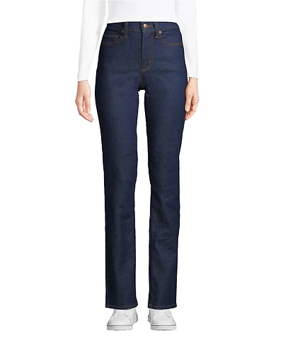 Lands' End Women's Tall Recover High Rise Straight Leg Blue Jeans