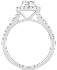 Diamond Halo Pear Shaped Cluster Engagement Ring (1/2 ct. t.w.) in 14k White Gold