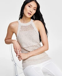 I.n.c. International Concepts Women's Roving Sequin Crochet Sweater Tank Top, Created for Macy's
