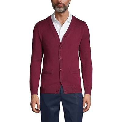 Lands' End Men's Cotton Modal Button Front Cardigan Sweater